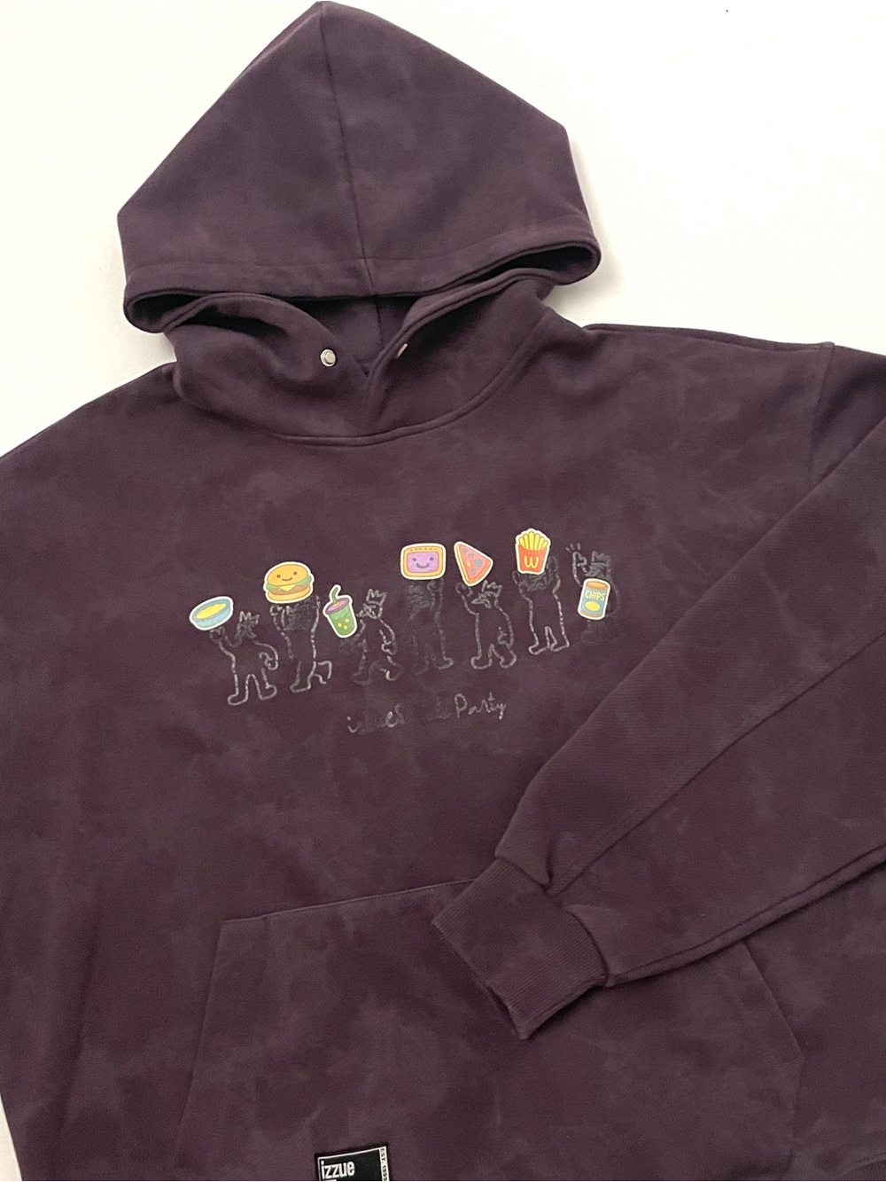 Izzue Snack Party Purple Hoodie, Limited Edition Sweatshirt, Large
